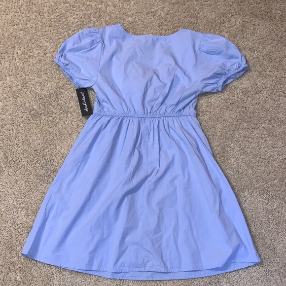 NWT Women’s Baby Blue Bows Puff Sleeve Mini Cotton Dress Size Medium - Picture 9 of 10